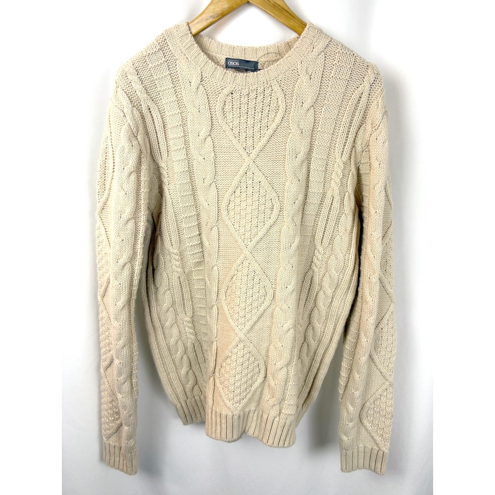 ASOS Cable Knit Grandpacore Fisherman Wool Blend Coastal Sweater Medium NWT Med